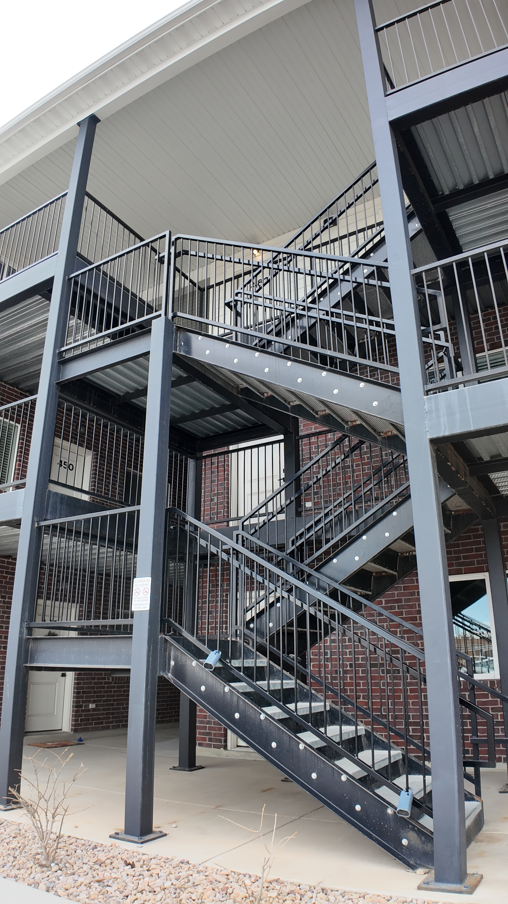 Commercial project showing the range of miscellaneous metals work including stairs and railing systems.